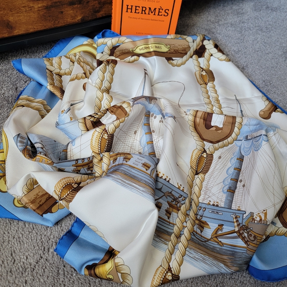Sale🎉 RARE Authentic HERMES Nautical Themed Silk Scarf - Picture 3 of 9